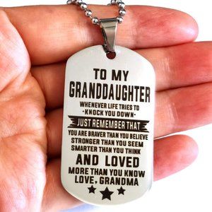 NWT To My Grandson Granddaughter Necklace Stainless Steel Keychain
